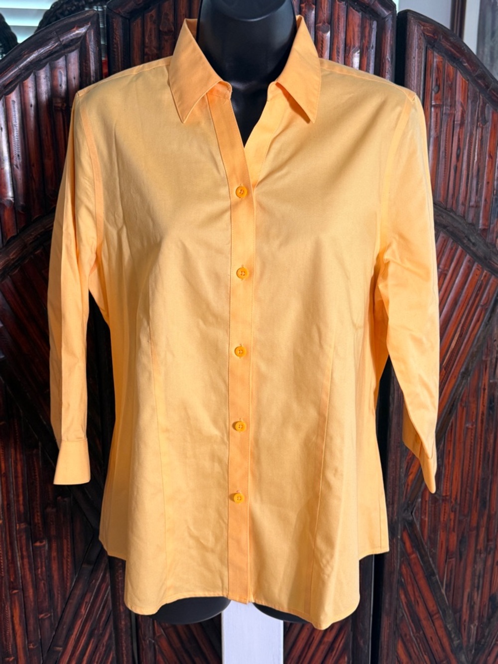 Chico's Wrinkle Resistant Sunflower Yellow Button-Up Top